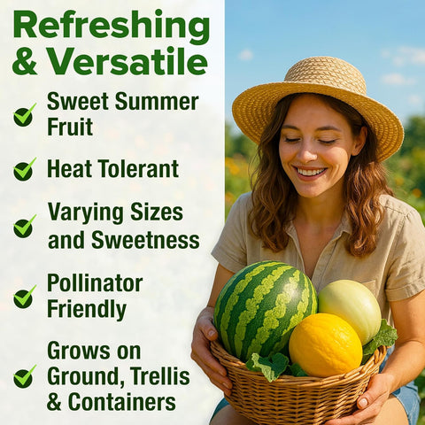 Heirloom Melon Seeds Variety Pack – 200+ Non-GMO Seeds of 5 Sweet Melon Types for Home Garden Growing, photo 4
