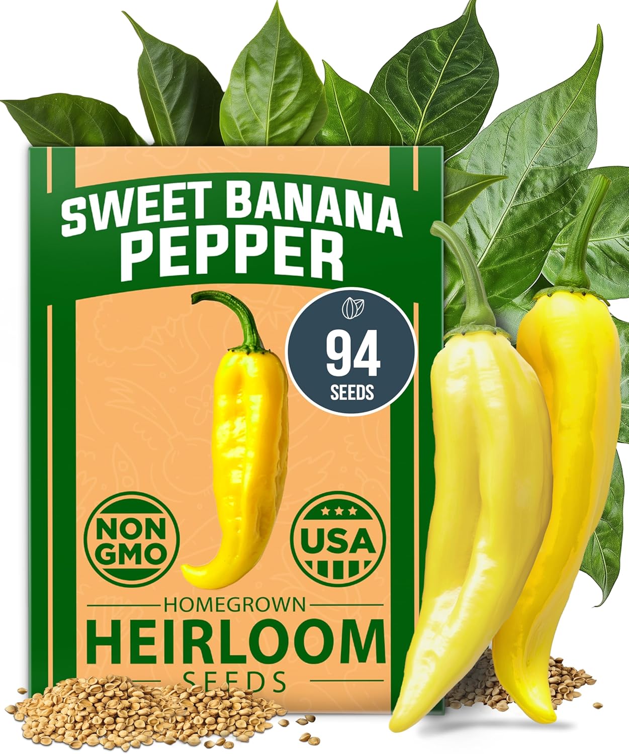 Banana Pepper Seeds – 94 Non-GMO Heirloom Seeds for High-Germination Outdoor Growing