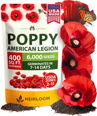 Poppy American Legion Flower Seeds – Heirloom Papaver Rhoeas Variety (6,000 Seeds)