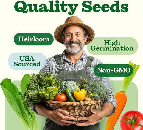 70 Variety Herb & Vegetable Seed Pack – 32,000+ Non-GMO Heirloom Seeds with Grow Guide (USA Sourced)