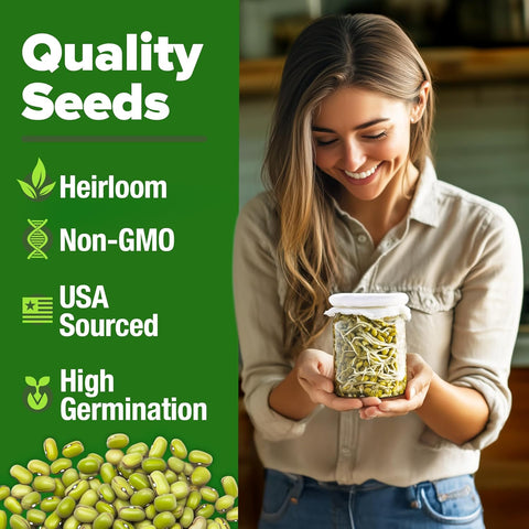 Mung Bean Sprouting & Microgreens Seeds – High-Yield Non-GMO Pack (15,000+ Seeds / 1.5 lbs)