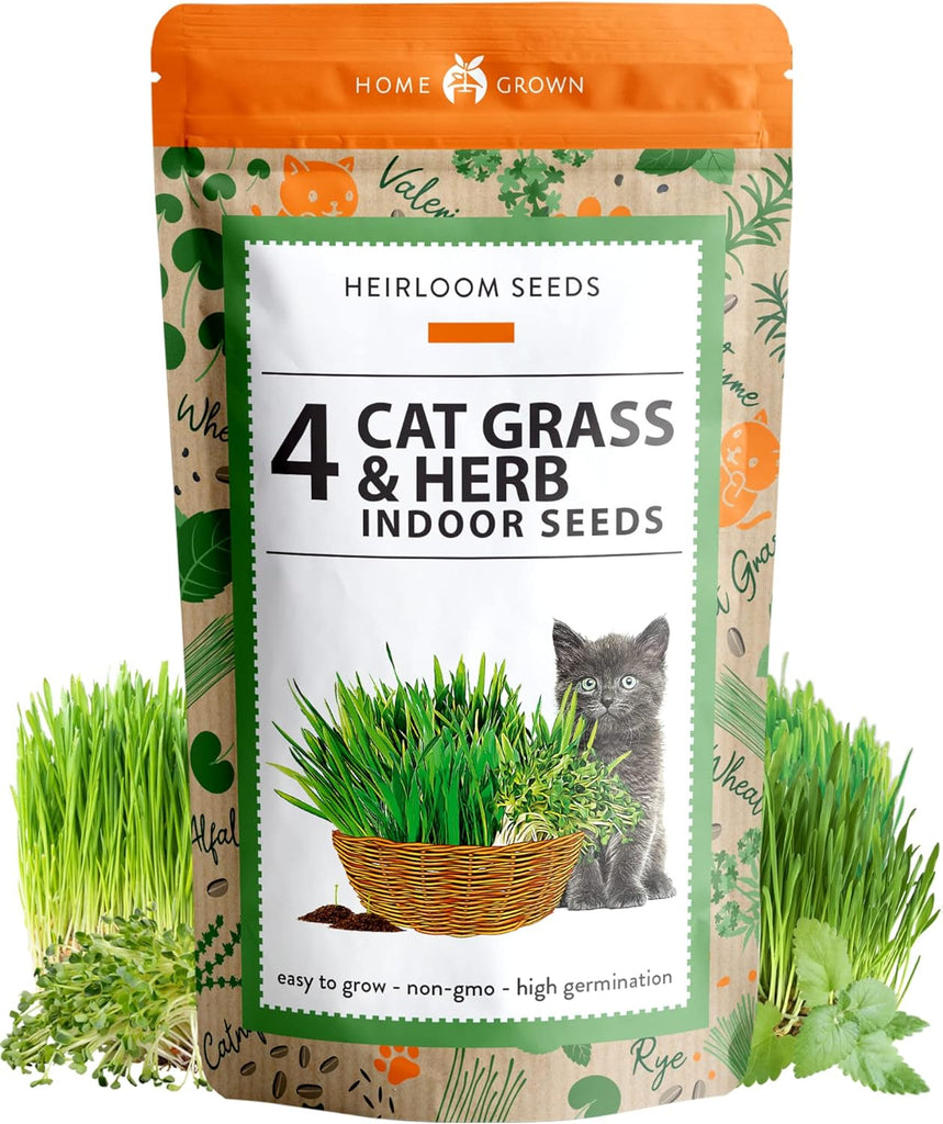 4 Cat Grass and Herb Seed Pack