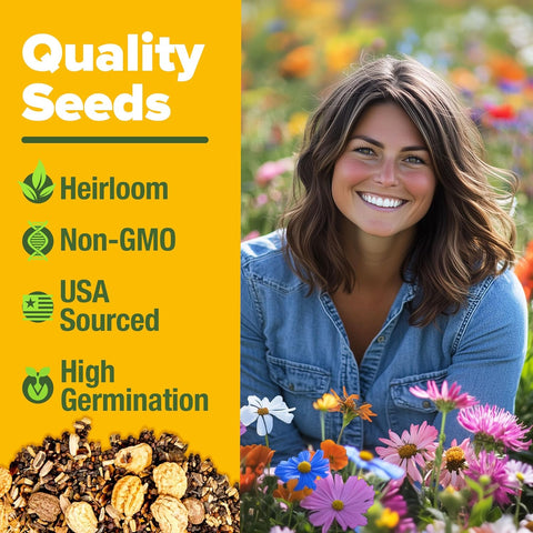 89,000+ Wildflower Seeds Mix – 23 Non-GMO Varieties for Pollinators & Perennial Gardens