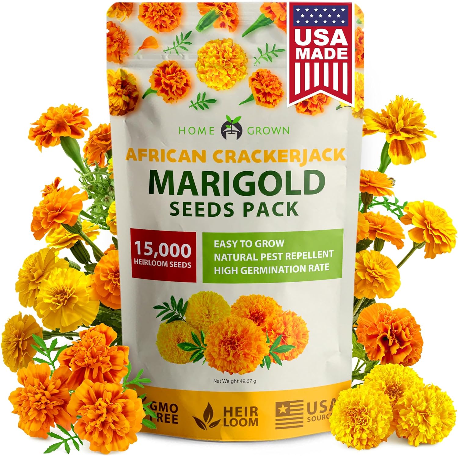 tall marigold seeds Crackerjack Marigold Seeds, 15,000 ct, Non-GMO