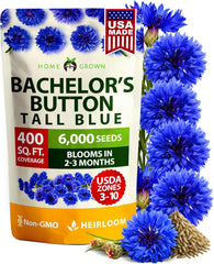 Bachelor Button Seeds – Cornflower Heirloom Variety (6,000 Seeds)