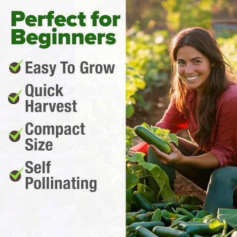 Beit Alpha Persian Cucumber Seeds – 100+ Fast-Growing Non-GMO Seeds