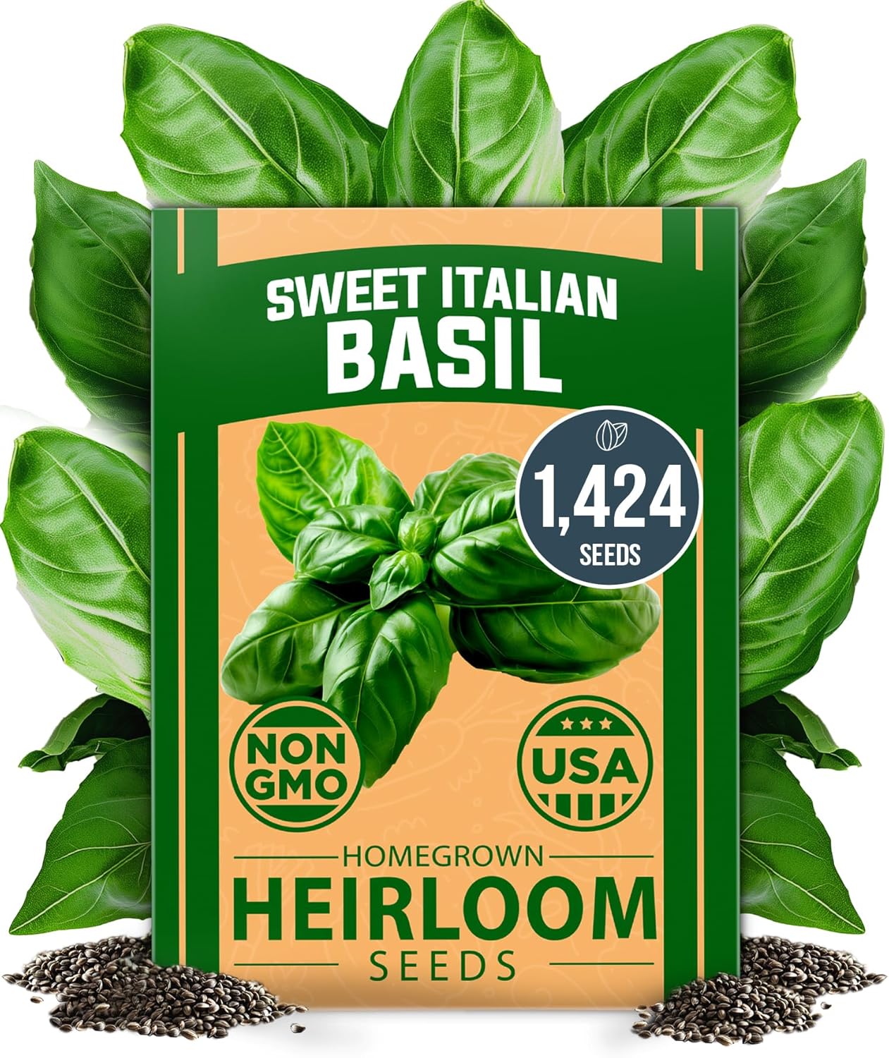 gardeners basics basil seeds for planting Sweet Italian Basil Seeds, 712+ ct, Heirloom Herb