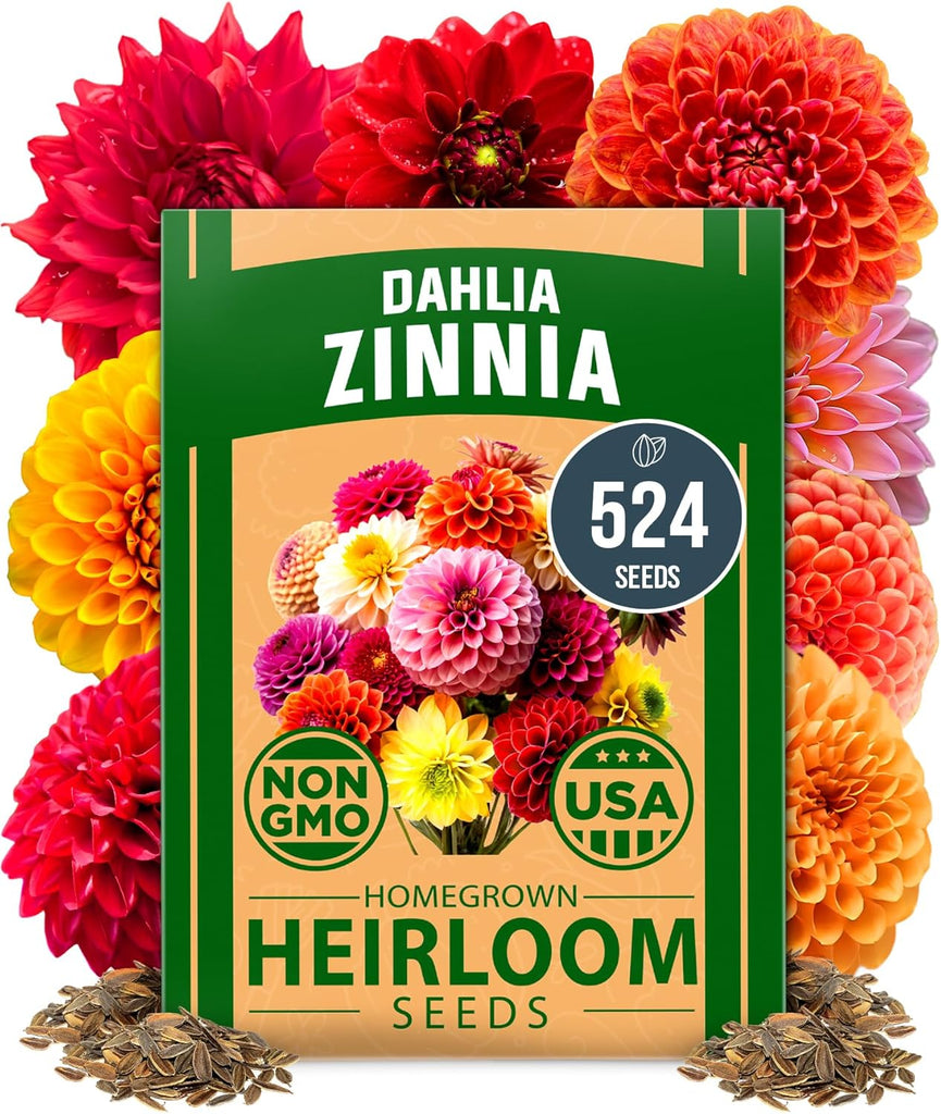 Zinnia Dahlia Seeds Mix - Bulk Pack 3.5g - 520+ Flower Seeds