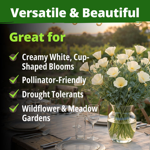 buy poppy seeds to plant California Poppy Ivory Castle Seeds, 2500 ct, USA Grown