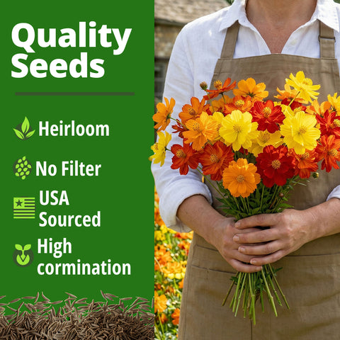 HOME GROWN Cosmos Bright Lights Mix Seeds – 5000 Cosmos sulphureus, Spring 2026 Flower Seeds for Planting, Easy Grow Outdoor Garden Mix