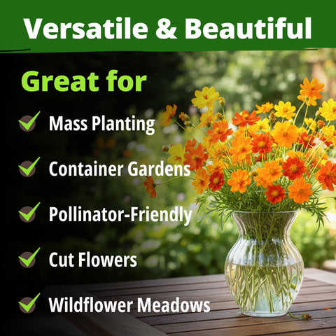 HOME GROWN Cosmos Bright Lights Mix Seeds – 5000 Cosmos sulphureus, Spring 2026 Flower Seeds for Planting, Easy Grow Outdoor Garden Mix