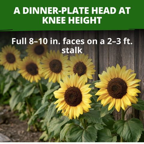 HOME GROWN Sunspot Dwarf Sunflower 150 Seeds, Helianthus annuus, Open-Pollinated Non-GMO, Golden 8–10 in. Blooms, 2–3 Ft. Tall