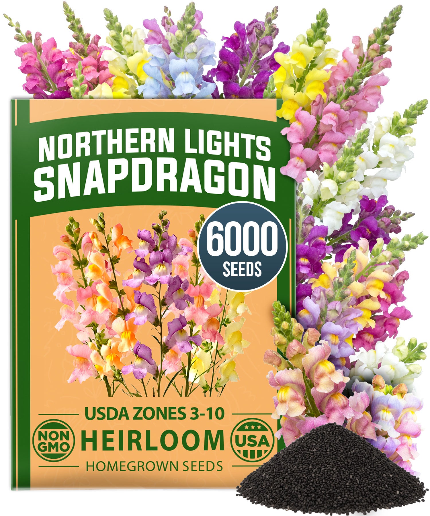 HOME GROWN Snapdragon Northern Lights Seeds – 6000 Seeds for Spring 2026, Pastel Snapdragons, Pollinator-Friendly Cut Flowers (Antirrhinum majus)