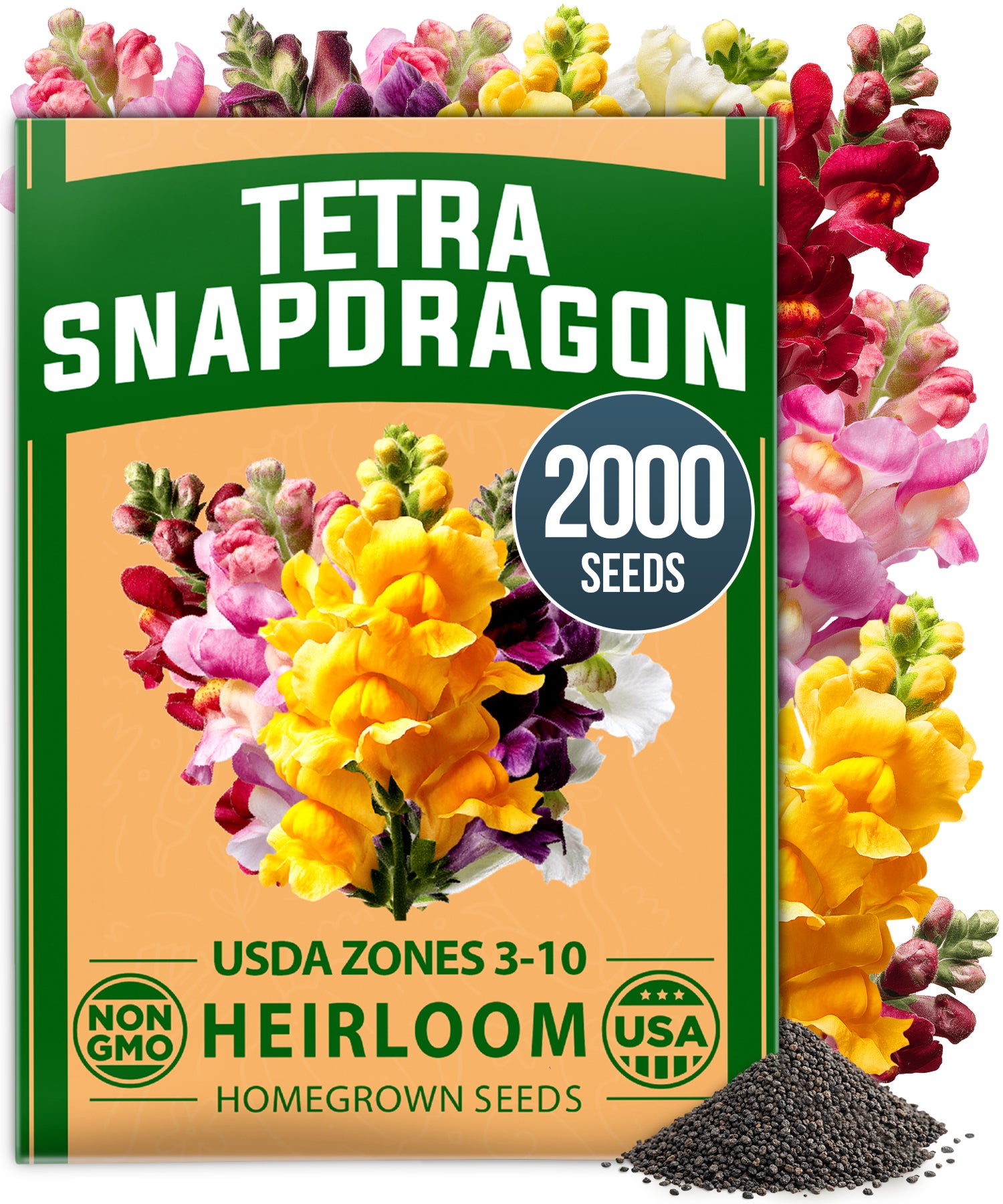 Snapdragon Tetra Seeds, 2000 ct, Tall Mixed Colors