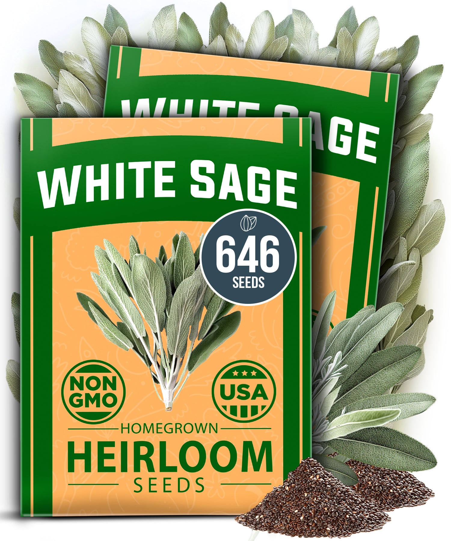 non gmo seeds for planting White Sage Seeds, 646 ct, Non-GMO Heirloom, USA Grown
