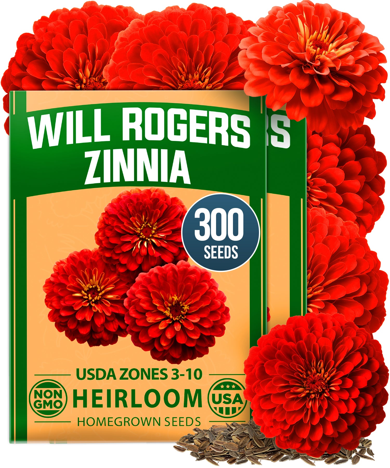 buy seeds for planting Will Rogers Zinnia Seeds, 600 ct (2 packs), Heirloom