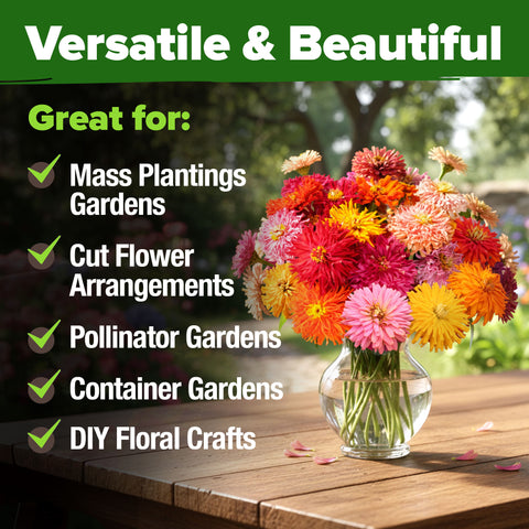 HOME GROWN Zinnia Cactus Mix Seeds - 5550 Flower Seeds for Spring Planting Outdoors 2026, Large Zinnia Flower Seed, Easy Gro…