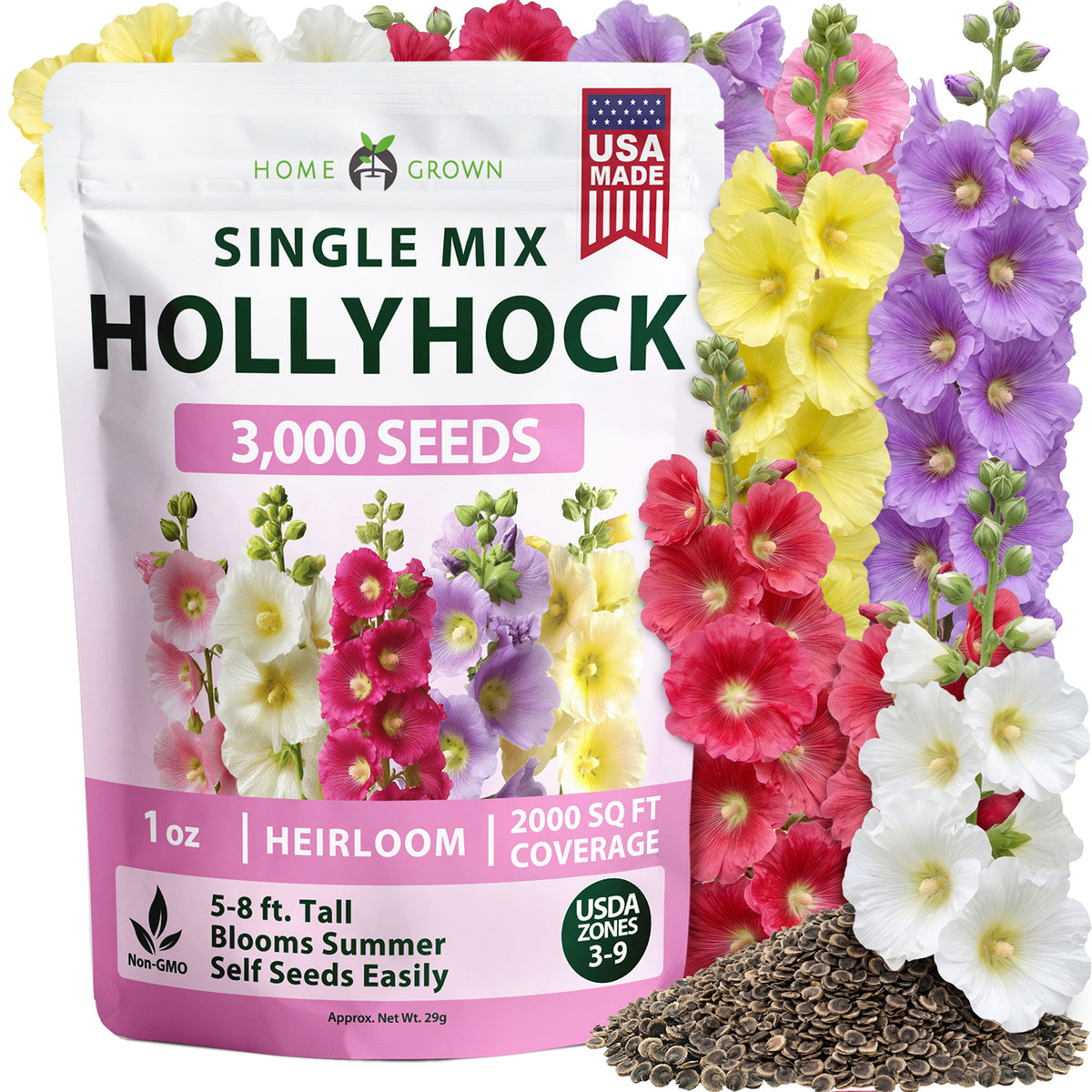 Single Mix Hollyhock Seeds