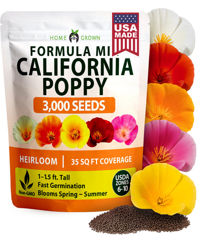 Formula Mix California Poppy Seeds - 3,000 Seeds - Mixed Colors