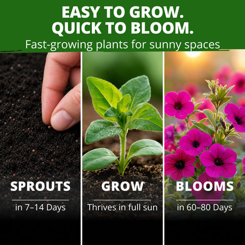 HOME GROWN Wild Petunia Flower Seeds – 3,000 Seeds, Petunia violacea, Heirloom Non-GMO Purple Petunia Seeds for Planting, Violet Trumpet Blooms, Hanging Baskets, Containers & Pollinator Gardens