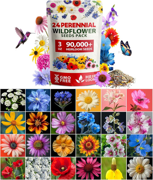 flower seeds pack North American Wildflower Seeds, 24 Variety, 3oz