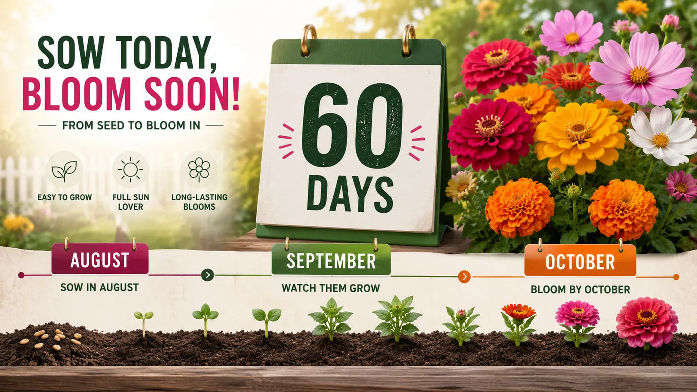 Calendar or countdown graphic showing sow-to-bloom window