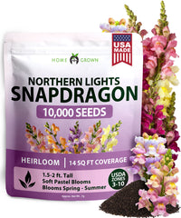 HOME GROWN Snapdragon Northern Lights Seeds, 10000 Flower Seeds for Planting 2026 Spring, Pastel Garden Blooms of Snap Dragon, Pollinator Friendly Outdoor Cut Flowers (Antirrhinum majus)