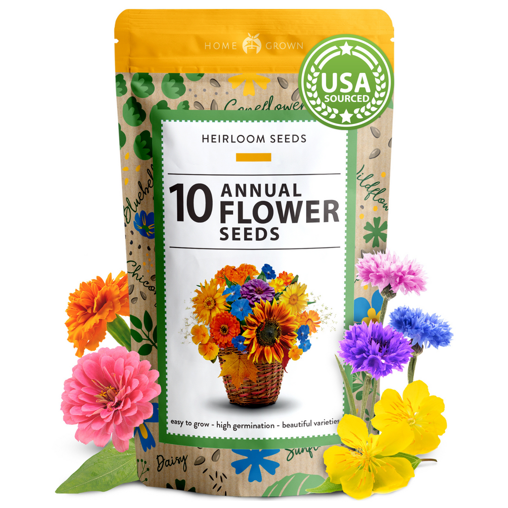 10 Annual Flower Seeds Packets with Wildflower Seeds