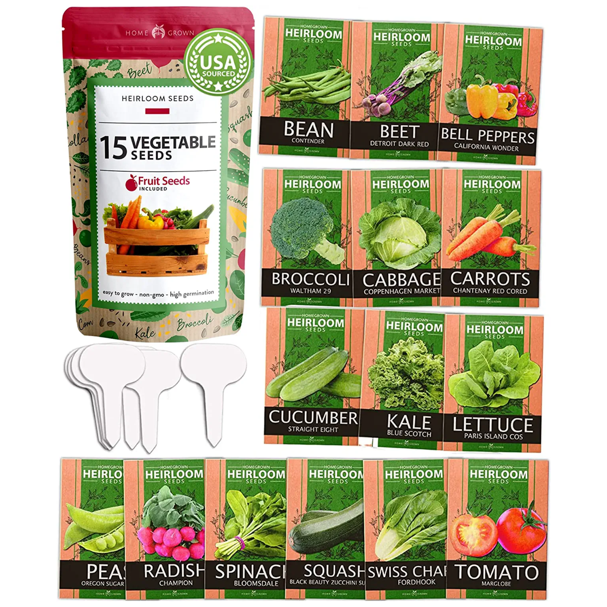 Heirloom Vegetable Seeds - (15 Variety)