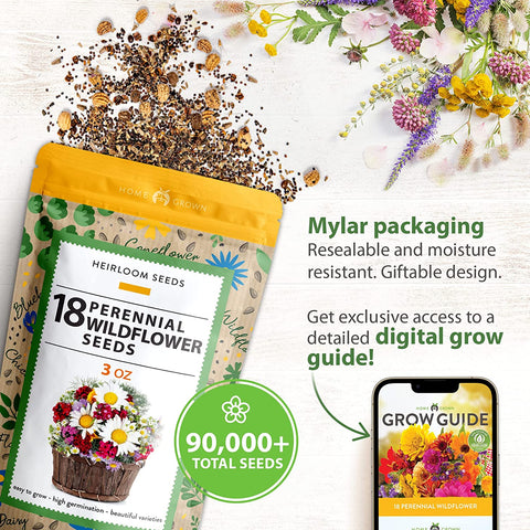 flower seed sale Perennial Wildflower Seeds, 18 Variety, 3oz, USA Grown
