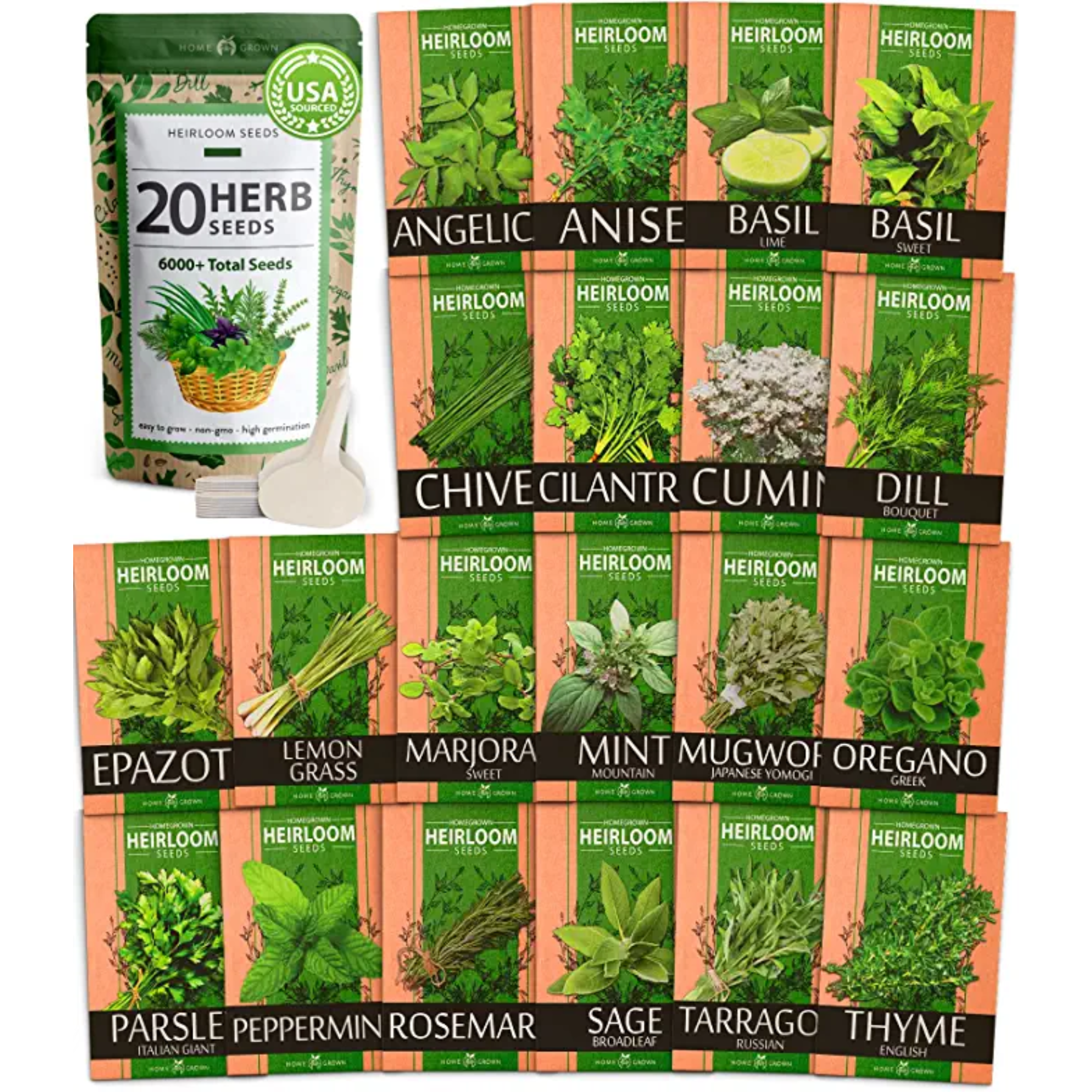 amazon seeds garden Culinary Herb Seed Vault, 20 Varieties, 5000+ Seeds