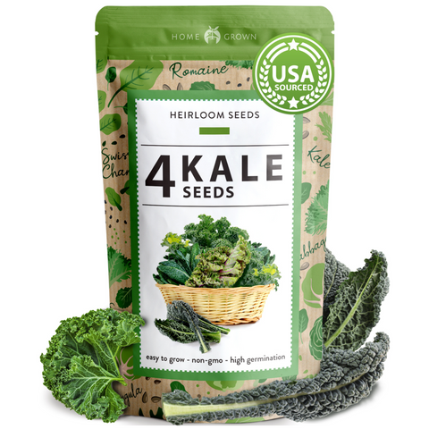 plant kale seeds Kale Seeds 4 Varieties Pack, 700+ ct, USA Grown