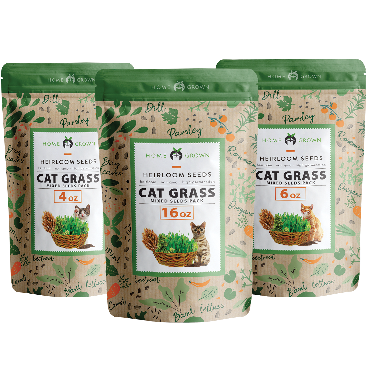 Cat Grass Seeds Bulk, Oat and Barley Mix, Non-GMO