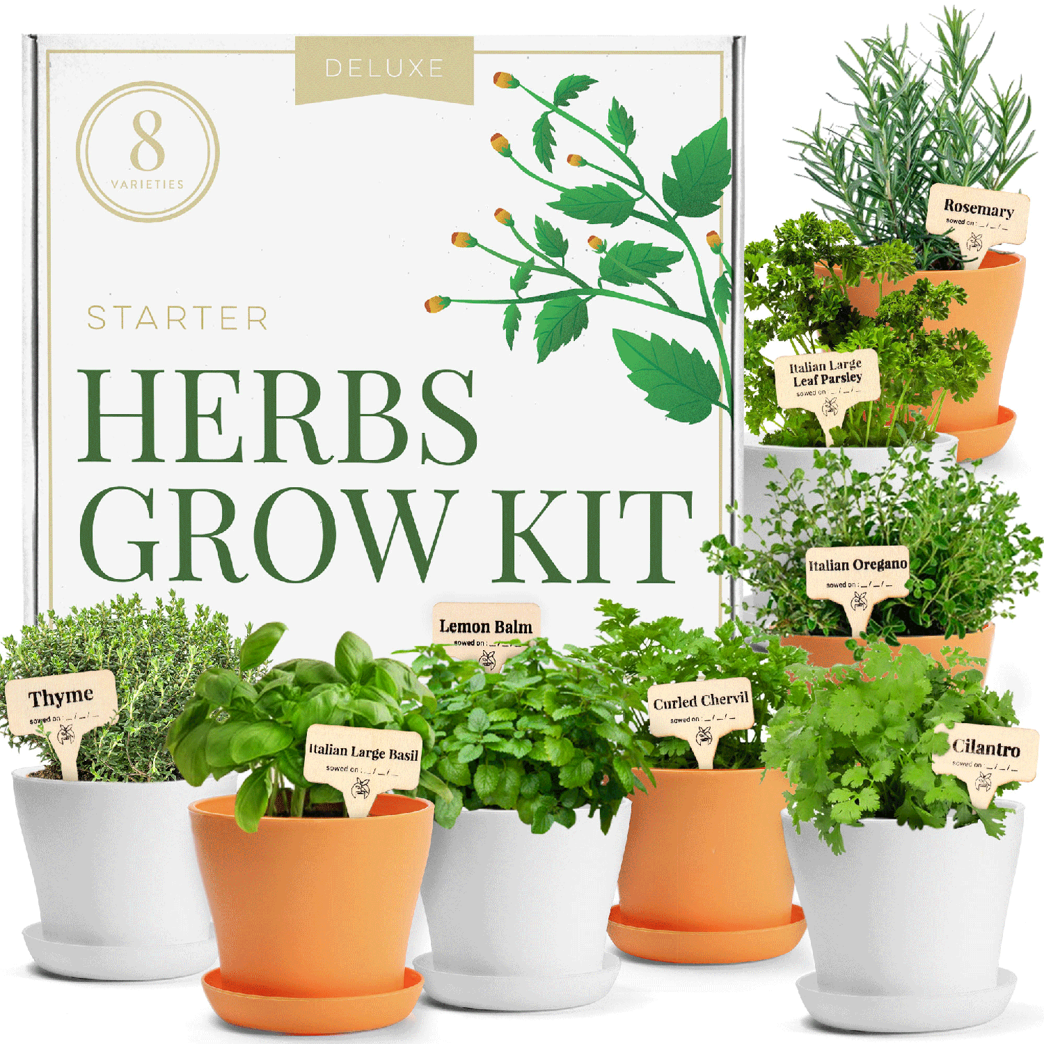large indoor herb planter Herb Garden Grow Kit, 8 Varieties, USA Sourced Seeds
